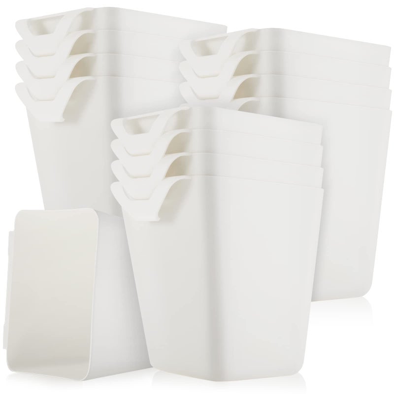 Tessco 12 Rolling Cart Accessories Hanging Cup Holder White Wall Storage Bins Plastic Pencil Hanging Cups Artificial Planters Bucket Desktop Cleaning Trash Organizer for Home Office Supply Kitchen - Image 1