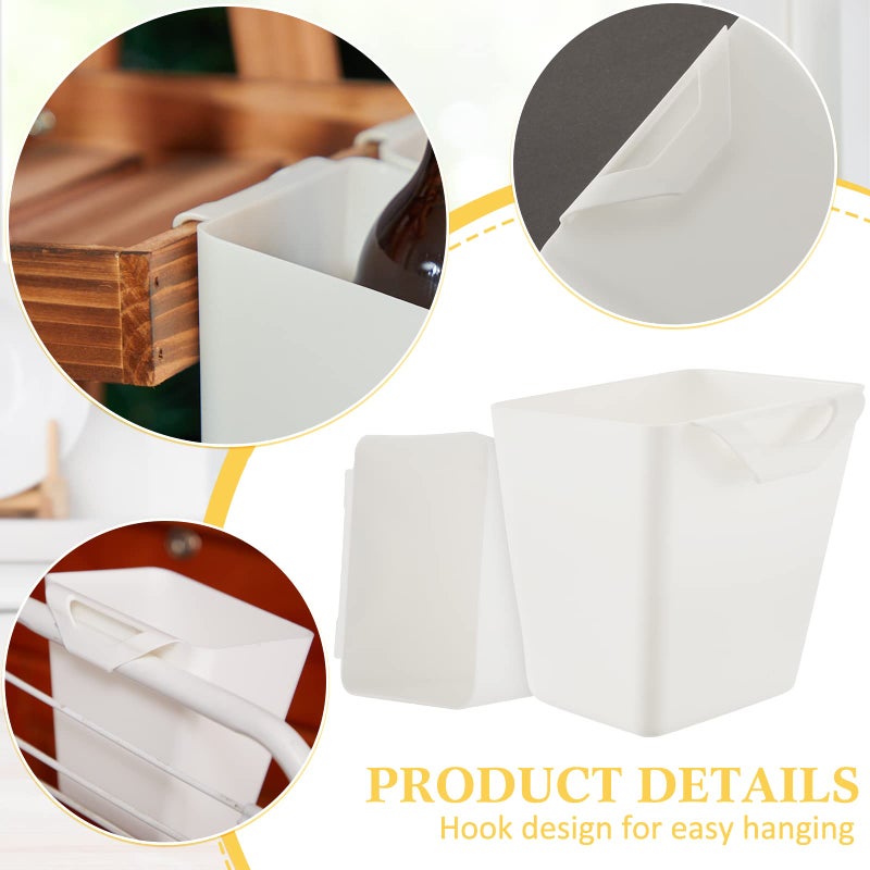 Tessco 12 Rolling Cart Accessories Hanging Cup Holder White Wall Storage Bins Plastic Pencil Hanging Cups Artificial Planters Bucket Desktop Cleaning Trash Organizer for Home Office Supply Kitchen - Image 2