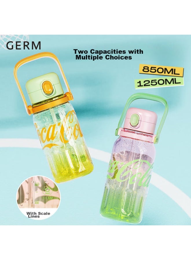 Germ Coca-cola Summer Plastic Cup With Straw, Heat-resistant Large Capacity Sports Water Bottle, 1250ml Midnight - Image 5
