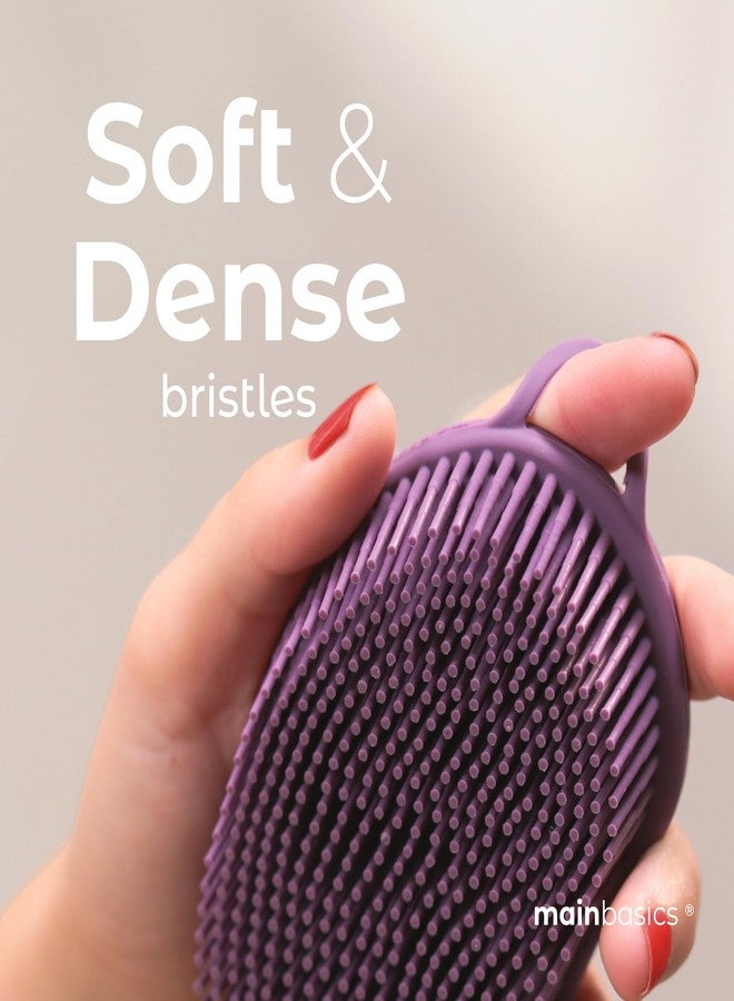 MainBasics Silicone Body Scrubber - Dual-Sided Shower & Scalp Scrubber, Gentle Silicone Loofah Alternative for Deep Clean (Purple, Scalp) - Image 3