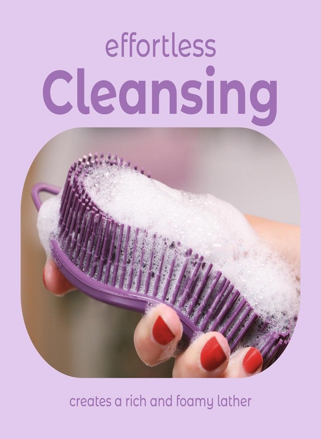 MainBasics Silicone Body Scrubber - Dual-Sided Shower & Scalp Scrubber, Gentle Silicone Loofah Alternative for Deep Clean (Purple, Scalp) - Image 4