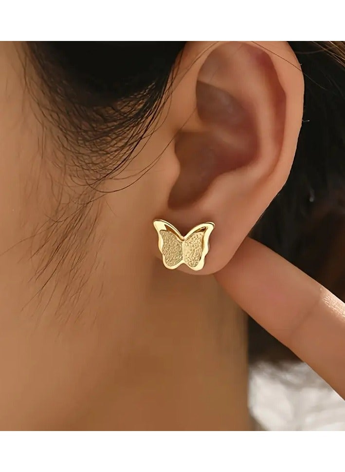 Goolsky 3pcs/set Butterfly Set Stainless Steel Material Electroplated Gold Plated Fashion Classic Style Set Not Easy to Allergy Birthday Gift Valentine's Day Gift - Image 3