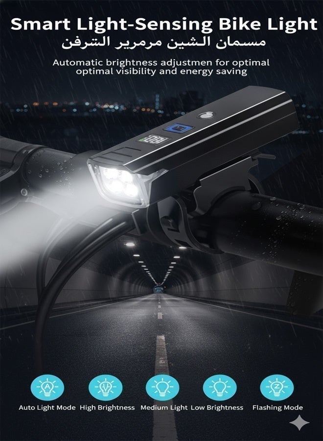 Neyecam 84g Bike Light, Auto-Sensing Night Mode, Digital Battery Display, IPX6 Waterproof, USB-C Fast Charge, 4 Modes Ultra-Bright LED for Road/Mountain/Night Cycling Safety - Image 3