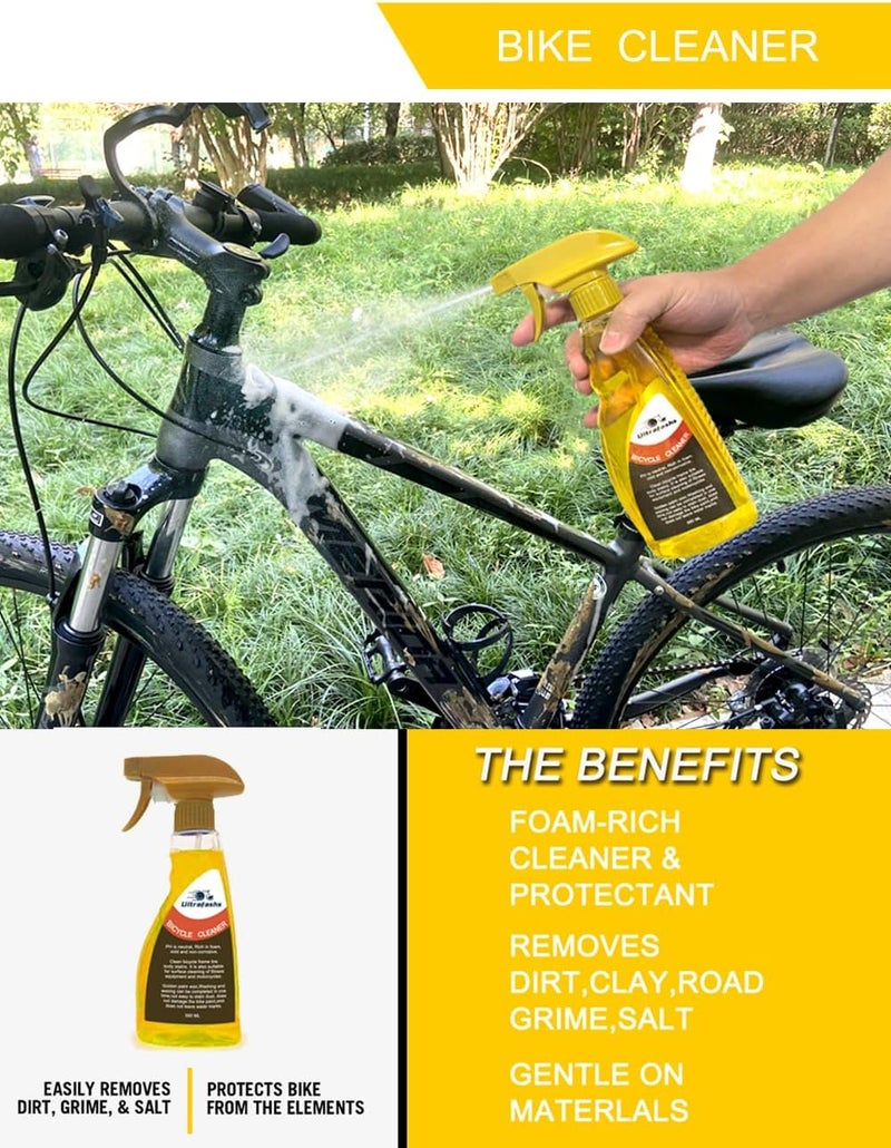 Ultrafashs Bike Cleaner kit,Perfect kit to Clean/Protect/Lube Bicycle,with Chain Scrubber,Cleaning Brush Tool,Bike Cleaner(19oz),Degreaser(10oz),Wet Lubricant(2oz) - Image 2