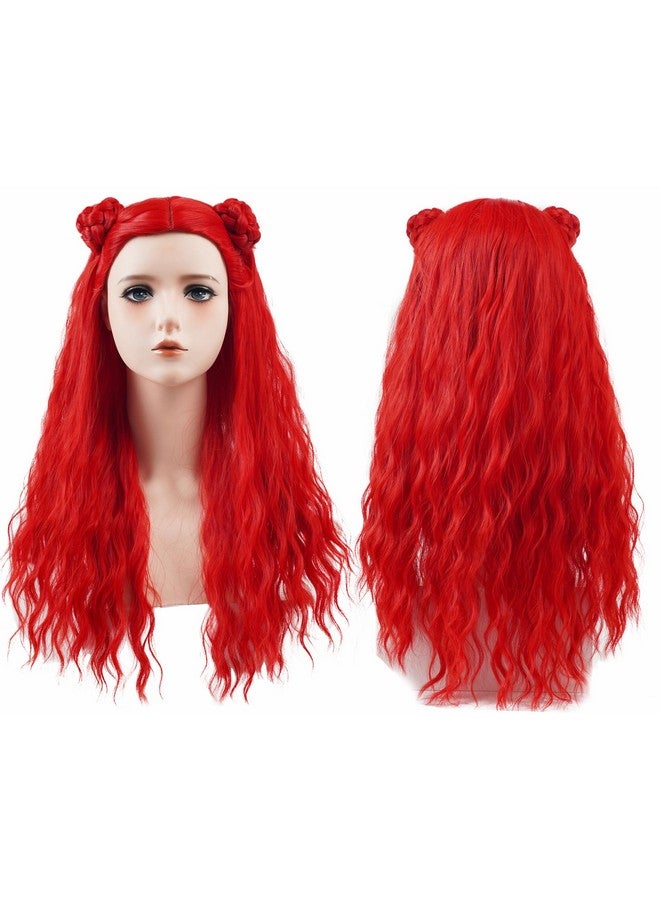 Besuante Girls Red Wigs with Braided Bun Long Curly Costume Wigs for Halloween - Image 5