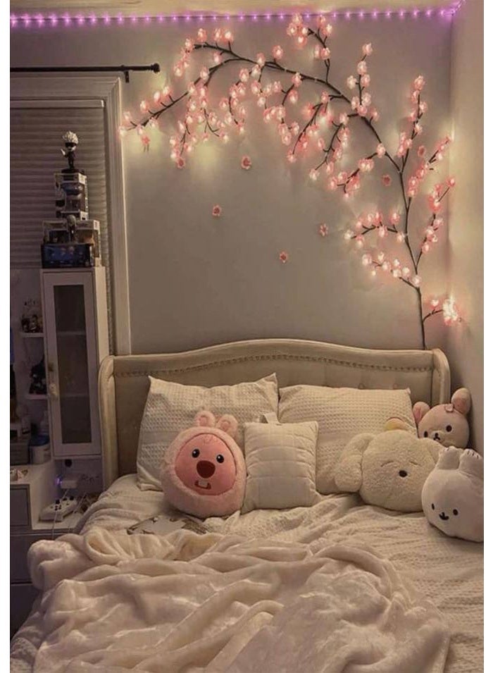 ناما شريط إضاءة ديكوري فيه 100 وردة باضاءه صفراء دافية ثابتة. الطول 3 متر من الغصن للفيشة. فيه 100 لمبة LED. كهرباء. مصنوع من بلاستيك PVC. ممكن تشكيل الغصن زي ما تحب. - Image 4