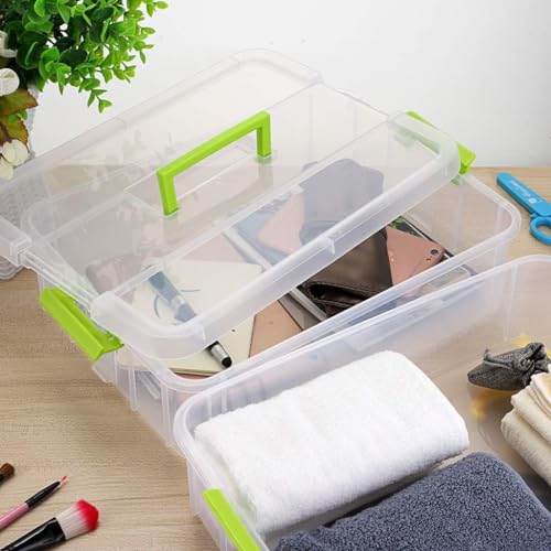 GROFFY plastic boxes for Storage transparent, Space Saving Organiser with Lid Portable & Stackable for Jewelry, Beads, Crochet, Sewing, Scrapbooking DIY Craft (Red, 4 tier) - Image 5