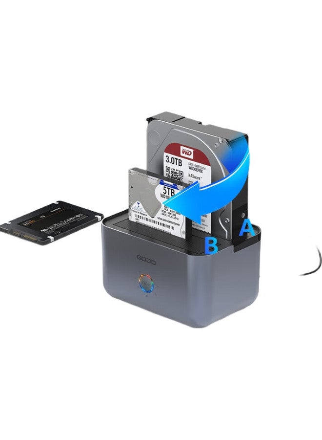 Godo Mechanical Hard Drive Enclosure, External 3.5-Inch Sata External Reader, 2.5-Inch Base, Desktop Dual-Bay Copying - Image 1