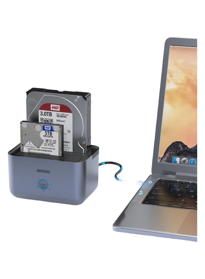 Godo Mechanical Hard Drive Enclosure, External 3.5-Inch Sata External Reader, 2.5-Inch Base, Desktop Dual-Bay Copying - Image 3
