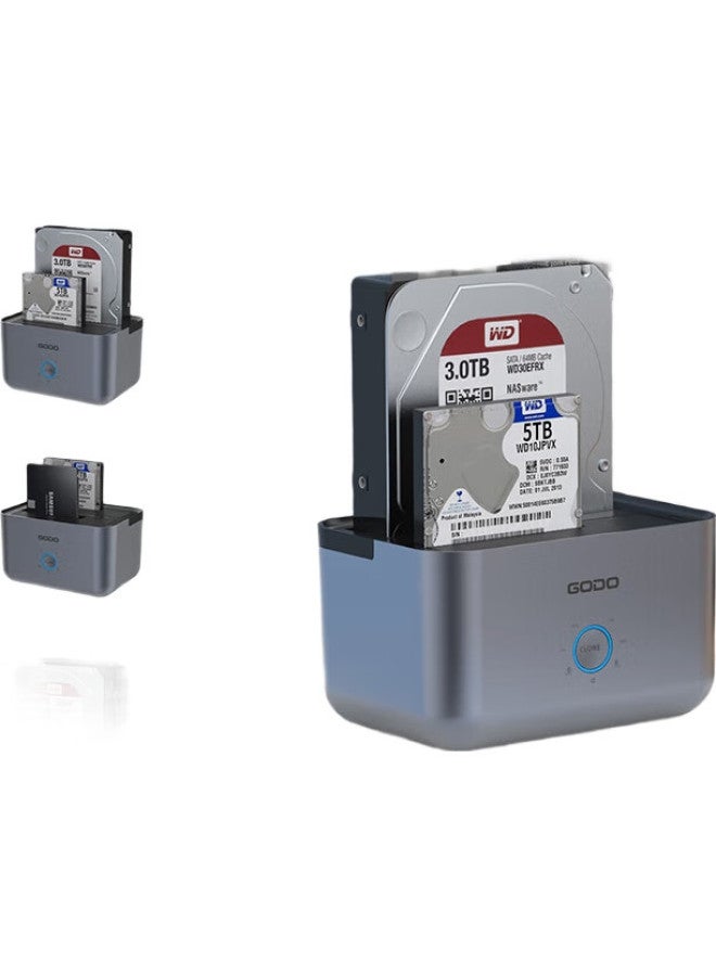 Godo Mechanical Hard Drive Enclosure, External 3.5-Inch Sata External Reader, 2.5-Inch Base, Desktop Dual-Bay Copying - Image 2