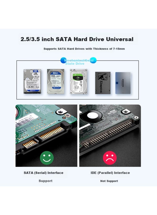 Godo o Mechanical Hard Drive Enclosure, External 3.5-inch Sata External Reader, 2.5-inch Base, Desktop Dual-bay Copying - Image 4