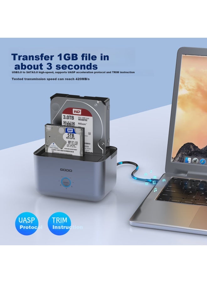 Godo o Mechanical Hard Drive Enclosure, External 3.5-inch Sata External Reader, 2.5-inch Base, Desktop Dual-bay Copying - Image 3