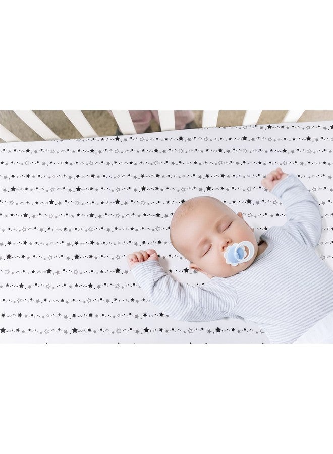 FIGEPO 4 Pack Star and Moon Neutral Unisex Fitted Baby Crib Sheets Set for Baby Boys or Girls - Image 2