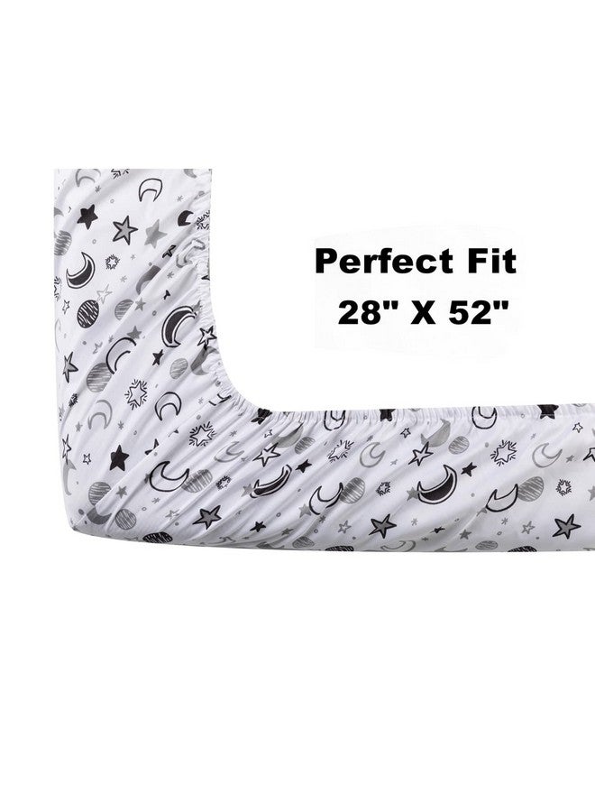 FIGEPO 4 Pack Star and Moon Neutral Unisex Fitted Baby Crib Sheets Set for Baby Boys or Girls - Image 5