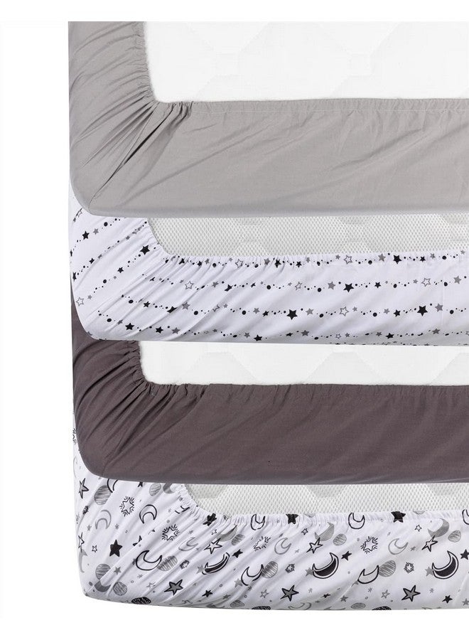 FIGEPO 4 Pack Star and Moon Neutral Unisex Fitted Baby Crib Sheets Set for Baby Boys or Girls - Image 3