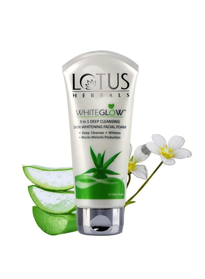 LOTUS HERBALS Whiteglow 3 In 1 Deep Cleaning Skin Whitening Facial Foam Chemical Free With Milk Enzymes & Aloe Vera Gel For All Skin Types 50G  - Image 2