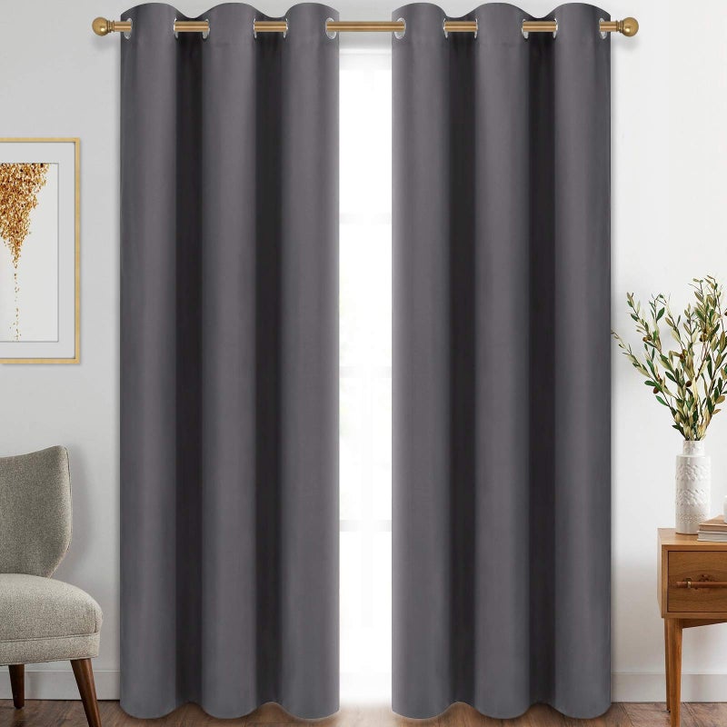 Diraysid Grey Grommet Blackout Curtains for Bedroom Thermal Insulated Room Darkening Curtains Drapes 38 x 84 2 Panels