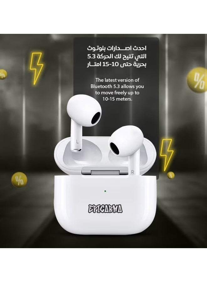 epicarma SonicX True Wireless Earbuds Bluetooth 5.3 | ENC Noise Cancelling | HiFi Stereo Bass | 40H Playtime | LED Display Charging Case | Touch Control | IPX5 Waterproof | Built-in Mic | Black - Image 4