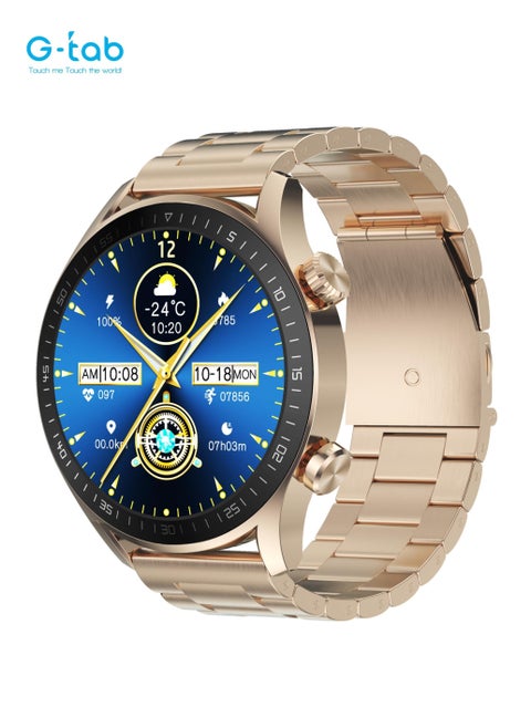 G-Tab GTX Smart Watch for men/1.43 inches Semi - Amoled/Extra Strap/ Magnetic Charging/Supports iOS & Android/ Health Monitoring/290mAh/Smart Calling/Adjustable Metal Strap/Music/Waterproof