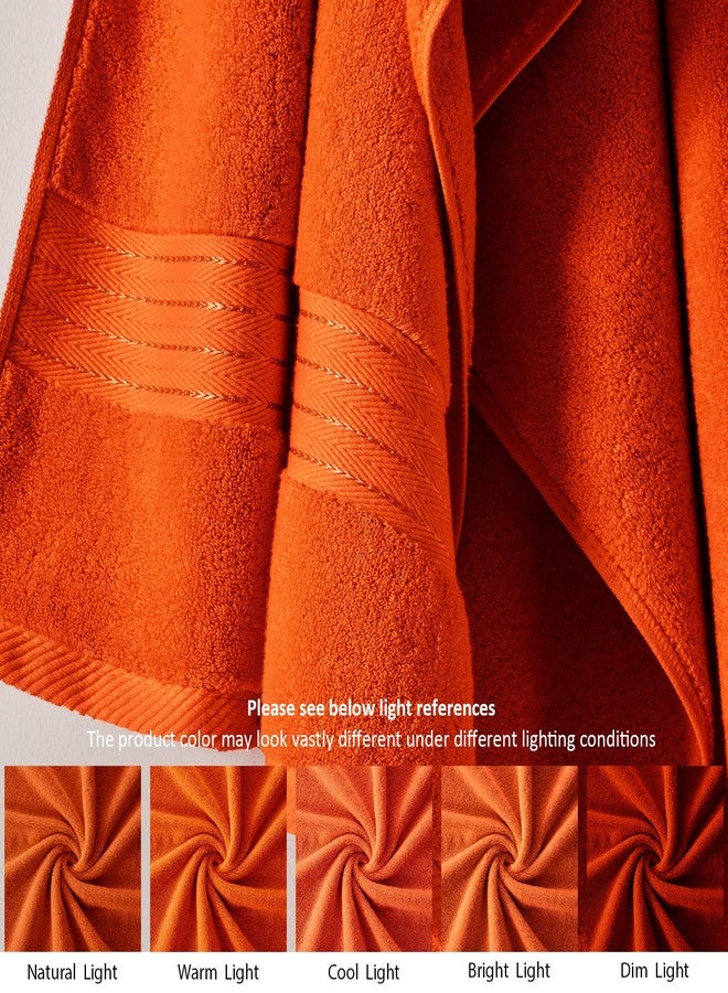 COZYART طقم مناشف حمام COZYART بلون برتقالي محروق، مصنوع من القطن التركي السميك والناعم والماص والمتين، بوزن 650 غرام/متر مربع. يتكون الطقم من 6 مناشف: منشفتان كبيرتان للحمام، ومنشفتان لليدين، ومنشفتان للوجه. - Image 3