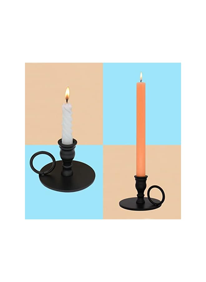 The Bros Matte Black Candle Holders Set of 2, Fits 3/4 inch Thick Candle&Led Candles, Wrought Iron, Perfect for Wedding, Dinning, Party - Image 5