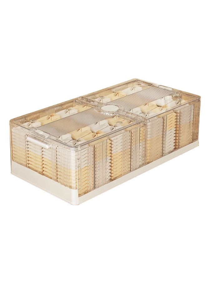 Noon East Clear Plastic Under Bed Storage Containers Bins with Lids and Wheels for Clothes Shoes Bedroom, Large 82 x 40 x 20 cm - Image 1