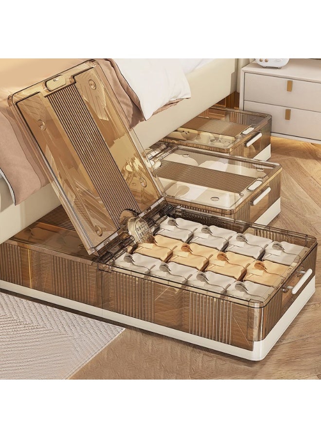 Noon East Clear Plastic Under Bed Storage Containers Bins with Lids and Wheels for Clothes Shoes Bedroom, Large 82 x 40 x 20 cm - Image 5