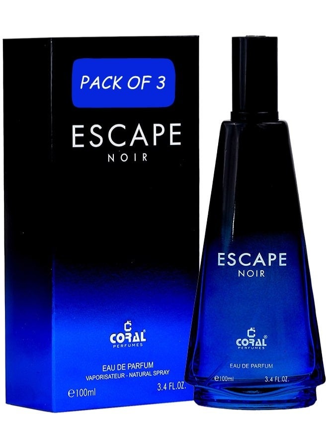 Coral Escape Noir Perfume For Men - Pack of 3 x 100ml | Eau De Parfum | Long-Lasting Luxury Perfume - Image 3