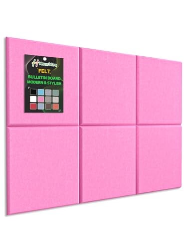 Hsurbtra Cork Board for Wall 24 x 18 Inch 6 Pack Felt Bulletin Notice Board with Pushpins for Office Home School Farmhouse Wall Decor Pink - Image 1