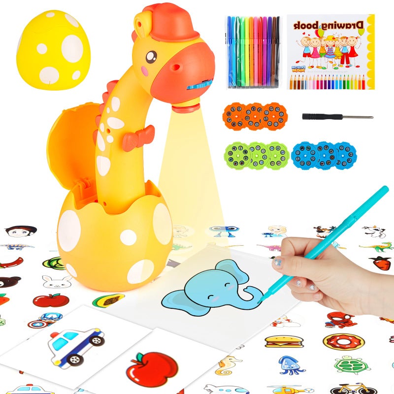 RNGODO Drawing Projector for Kids Trace and Draw Projector Toy for Toddler Girls Boys Learning Art Children Drawing Projection with 72 Stencils and 12 Markers and 1 Art Book - Image 2