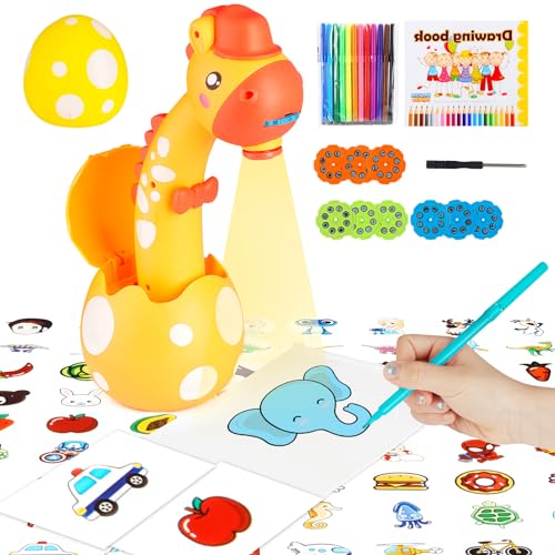 RNGODO Drawing Projector for Kids Trace and Draw Projector Toy for Toddler Girls Boys Learning Art Children Drawing Projection with 72 Stencils and 12 Markers and 1 Art Book - Image 1