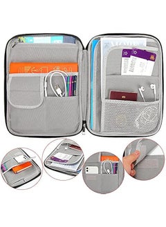Generic Multi-Functional A4 Document Bags Portfolio Organizer- Travel Pouch Zippered Case, Waterproof Journal Case for Notebook, Ipad, Pens, Passport, Business Documents (Gray)  - Image 3