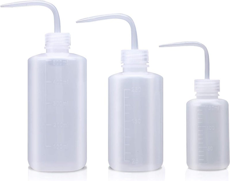 Young4us Wash bottle, 3 Pack LDPE Squeeze Bottles, Safe Plastic Low Density Polyethylene Watering Bottle Tattoo Wash Bottle with Narrow Mouth, for Chemistry, Industry, Lab & Gardening, 500, 250,150ml - Image 1