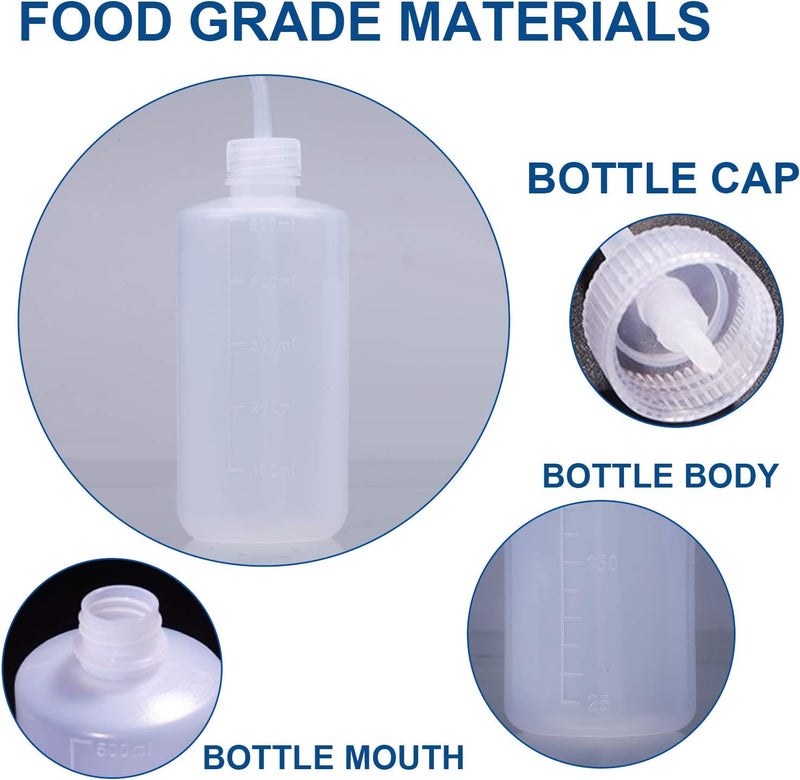 Young4us Wash bottle, 3 Pack LDPE Squeeze Bottles, Safe Plastic Low Density Polyethylene Watering Bottle Tattoo Wash Bottle with Narrow Mouth, for Chemistry, Industry, Lab & Gardening, 500, 250,150ml - Image 5