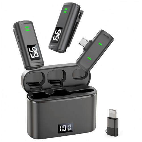 TXTUNE Wireless Lavalier Microphone for iPhone 16 USB C Phone Microphone for Video Recording with Noise Reduction Mini Mics 35H Charging Case 75FT Transmission - Image 1