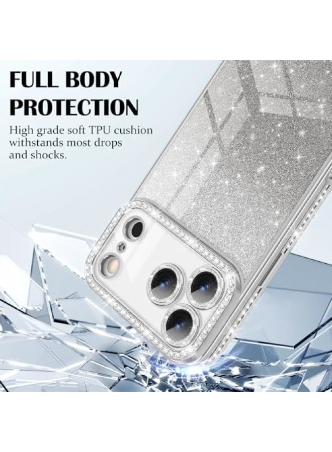 iPhone 17 Pro Max Case, Luxury Glitter Rhinestone Electroplated Clear Case with Shimmering Camera Lens Protector, Shock-Absorbing Case - Image 3