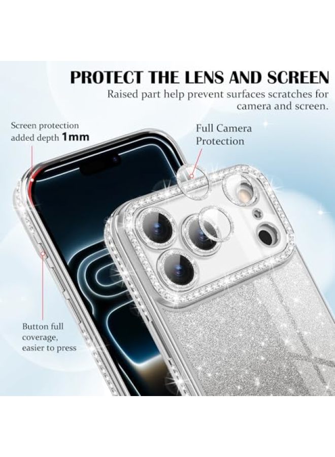 iPhone 17 Pro Max Case, Luxury Glitter Rhinestone Electroplated Clear Case with Shimmering Camera Lens Protector, Shock-Absorbing Case - Image 4
