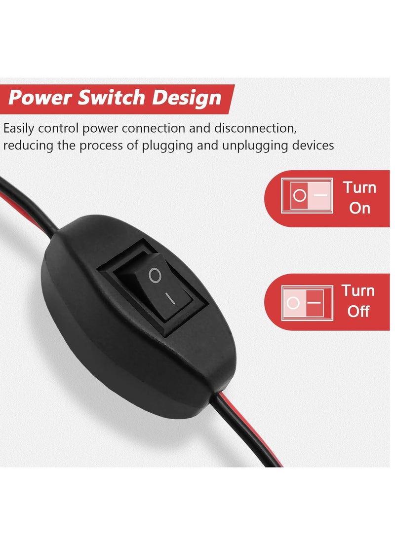 12V Car Cigarette Lighter Extension Cord 2M/6.5FT with Switch, 17AWG Heavy Duty Male Plug to Female Socket, 15A Fuse, LED Lights for 12V/24V Vehicles - Image 2