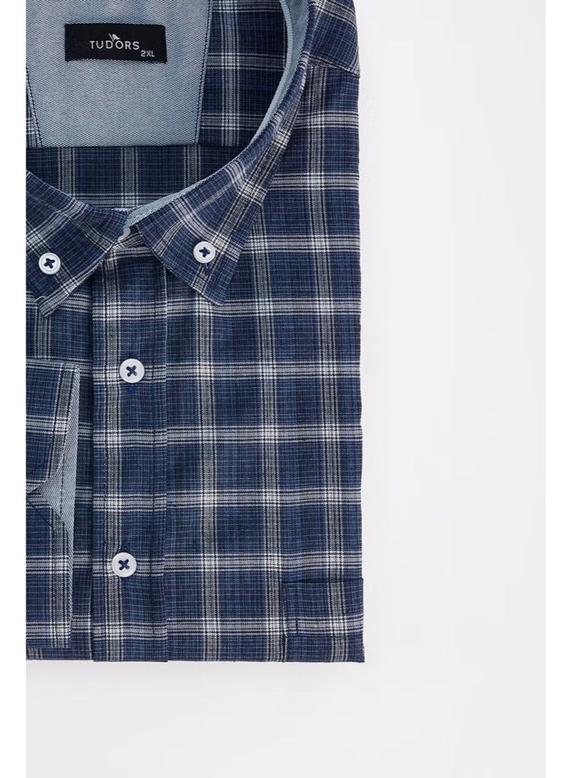 Tudors Men's Big Size Cotton Checked Button-Down Collar Shirt - Image 2