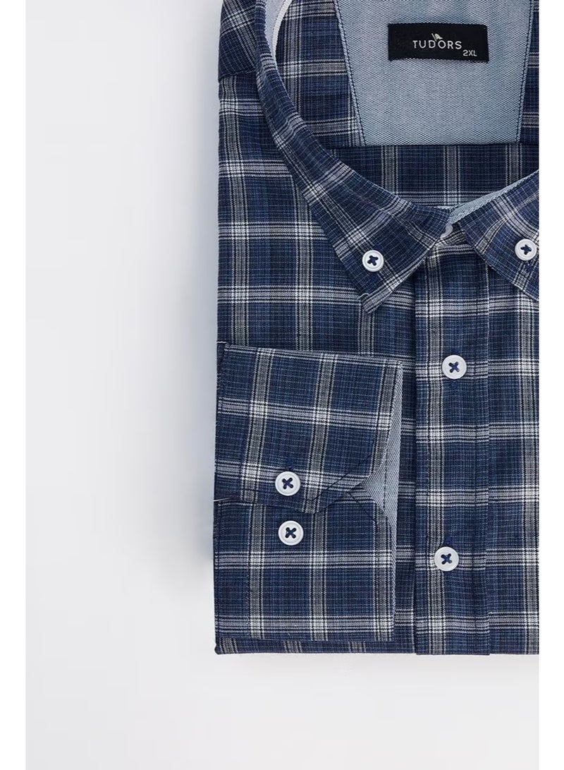 Tudors Men's Big Size Cotton Checked Button-Down Collar Shirt - Image 4