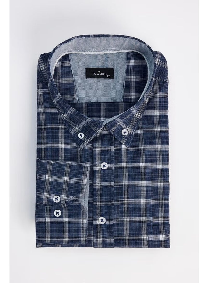 Tudors Men's Big Size Cotton Checked Button-Down Collar Shirt - Image 3