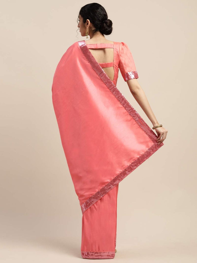 LACOSSI Pure Fancy Georgette Embroidery Saree Rich Pallu Design Lace Zari Work Trendy Special Occassion Wear, women sarees With Unstitched Blouse Piece Embroidery Work sarees (POPPYWORK5) - Image 3