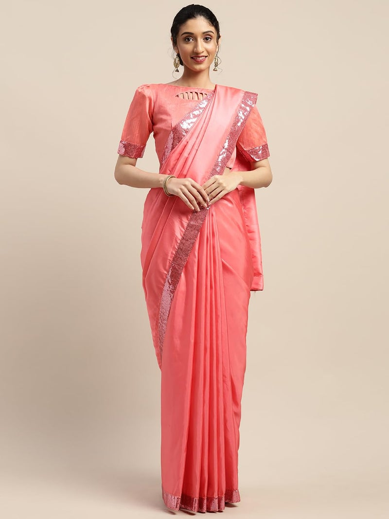 LACOSSI Pure Fancy Georgette Embroidery Saree Rich Pallu Design Lace Zari Work Trendy Special Occassion Wear, women sarees With Unstitched Blouse Piece Embroidery Work sarees (POPPYWORK5) - Image 2