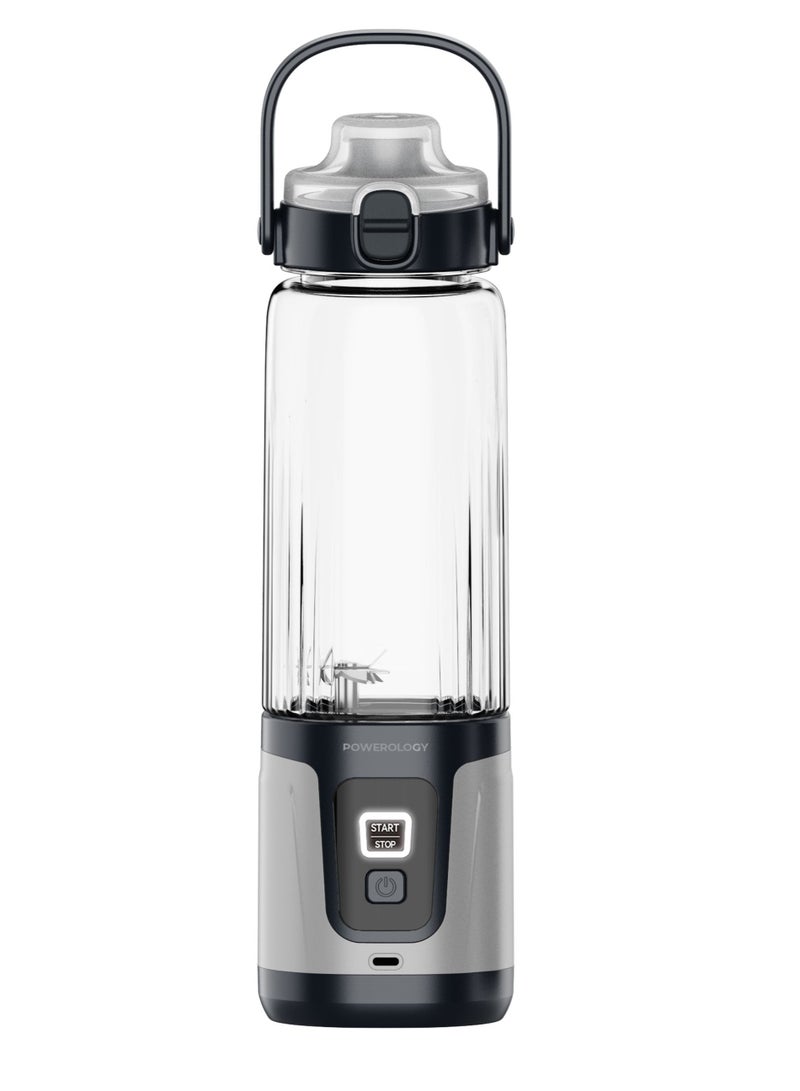 باورولوجي خلاط DUOMIX المحمول بمحرك عالي السرعة 120 واط / تصميم ذو شفرة مزدوجة / شحن سريع USB-C / خلاط مناسب للسفر بسعة 750 مل / مثالي لعصائر الفاكهة والمشروبات المخفوقة وسحق الثلج - أسود - Image 2