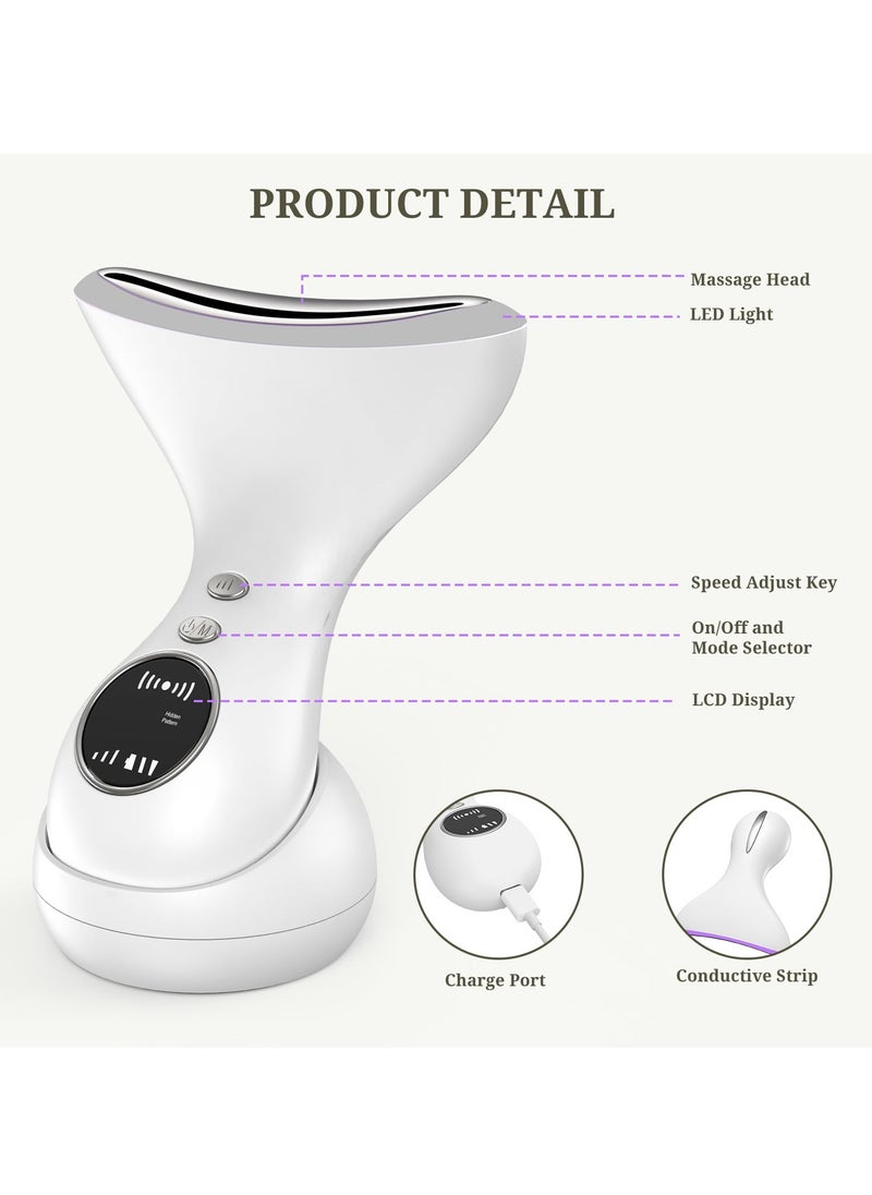 SYOSI - Face Massager EMS Facial Massager with LED Display 3 Light Modes Face Massager Electric 43℃ Face Lifting Device High Frequency Vibration for Wrinkle Anti-Aging Neck Skin Tightening Lifting - Image 1
