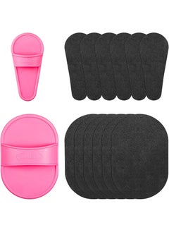 Patelai Hair Removal and Exfoliation Kit Smooth Away Facial Hair Remover Pads 2 Sizes 32 Pieces and Fine Sandpaper 30 Pieces for Women and Girls Ideal for Lip Body and Crystal Depilatories 