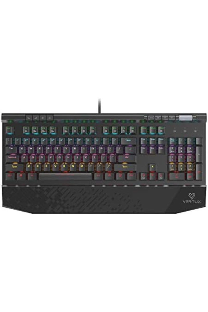 VERTUX Mechanical gaming keyboard with RGB lighting, fast-response switches, 104 keys, and a comfortable wrist rest - Image 2