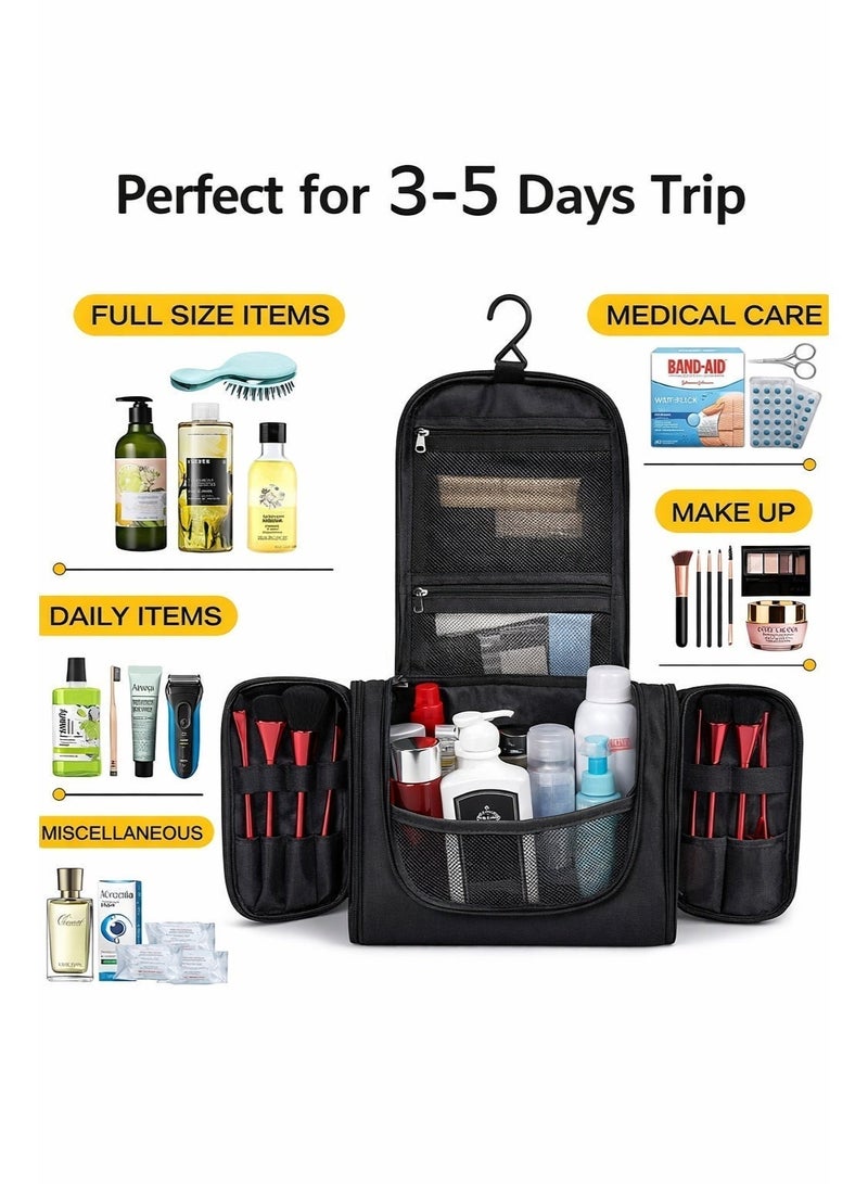 Men Women Travel Wash Bag Toiletry Organizer Pouch Shaving Cosmetic Make Up Case Navy  Beige - Image 1