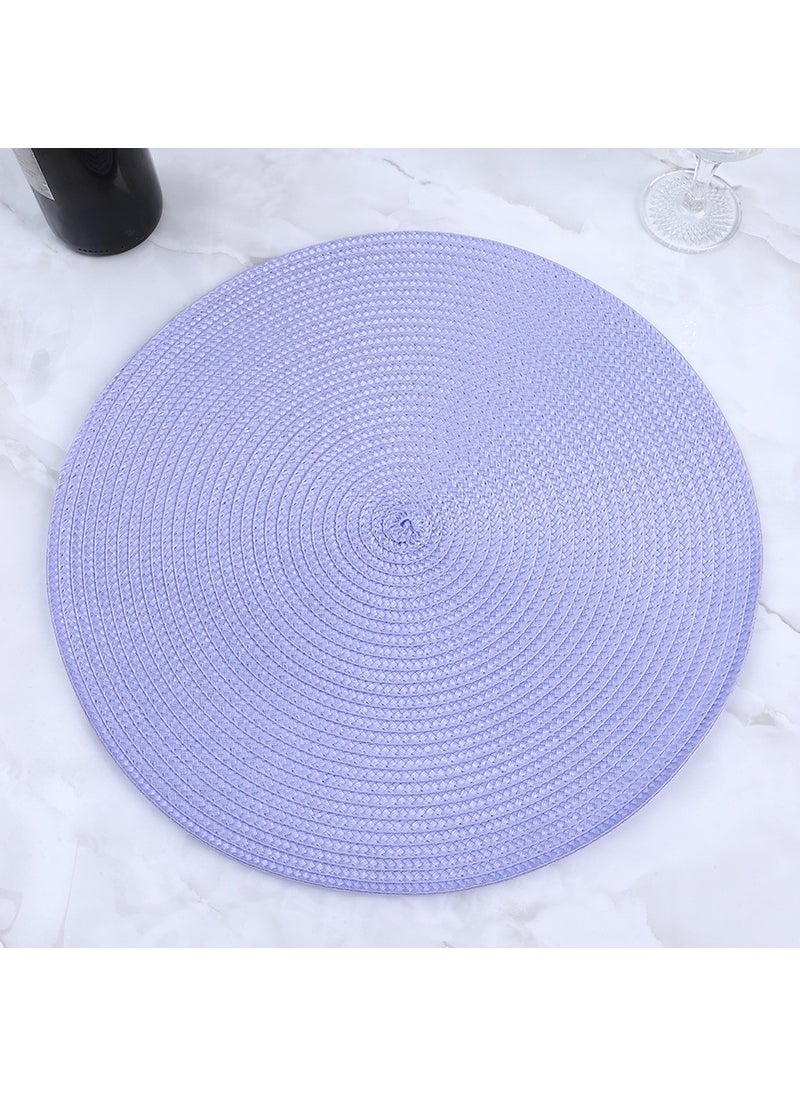 Generic - 1 x 5 pcs Nordic Style PP Woven Placemats Round Non-Slip Heatproof Light purple - Image 1
