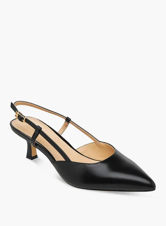DUCHINI Women Kitten Heel Leather Pointed Toe Shoes